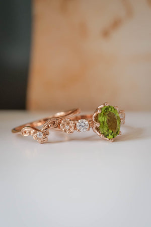 Peridot Emerald Rose Gold Diamond Women Fashion Jewelry Accessories  Titanium Steel Crystal Wedding Engagement Rings | Lazada PH